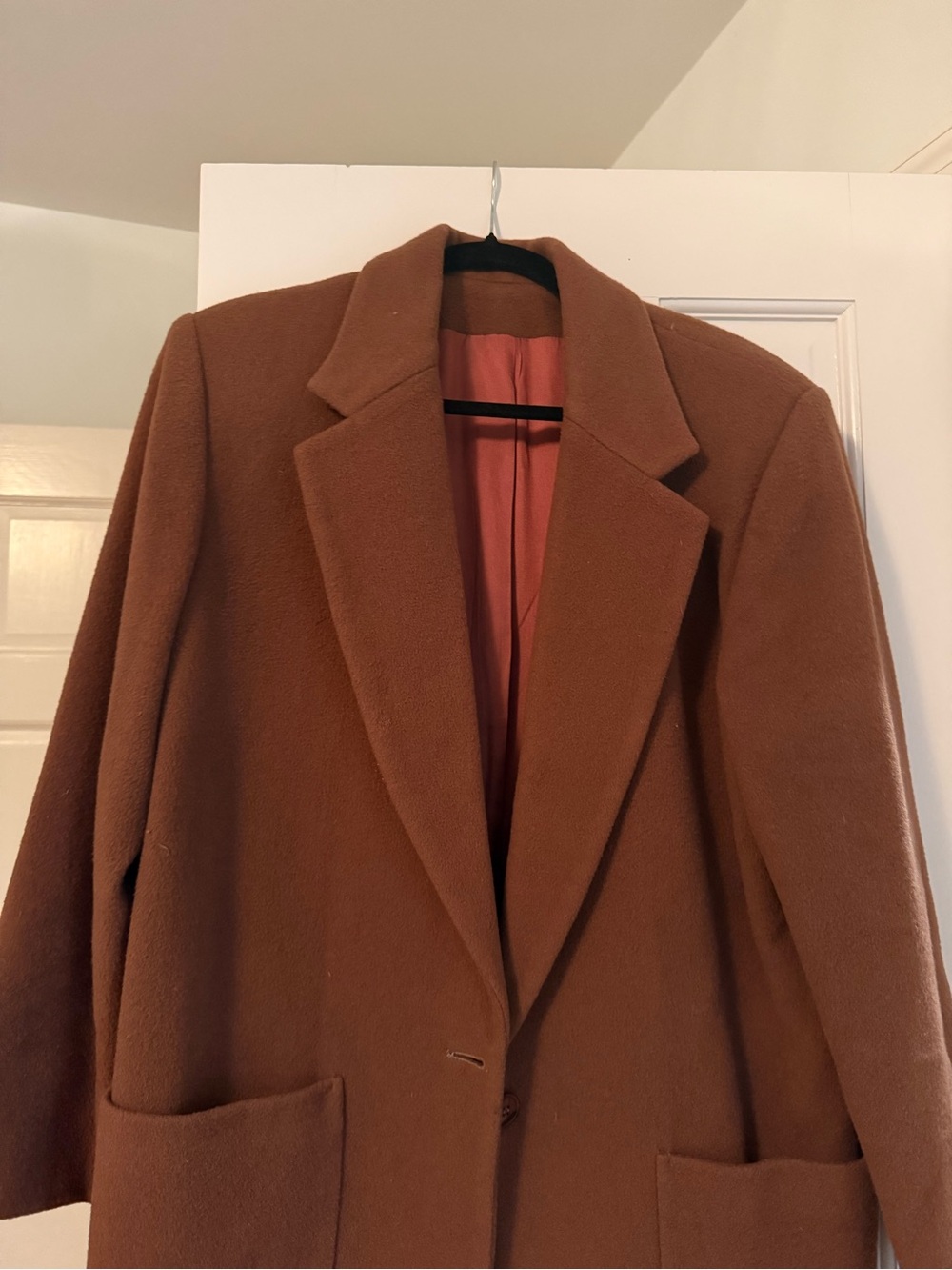Rust Brown Wool-Blend Long Coat